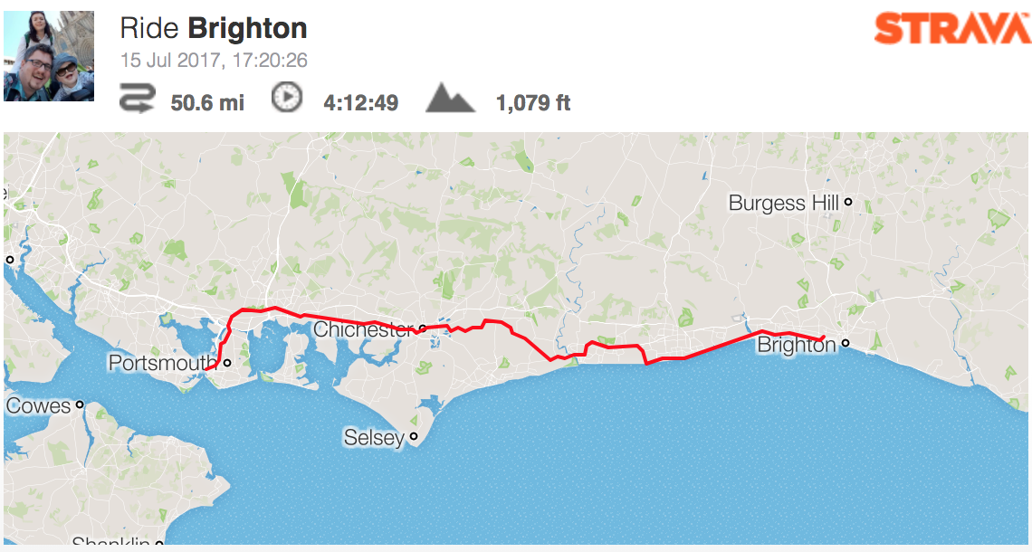2017 300miles for data day 2 portsmouth to brigton